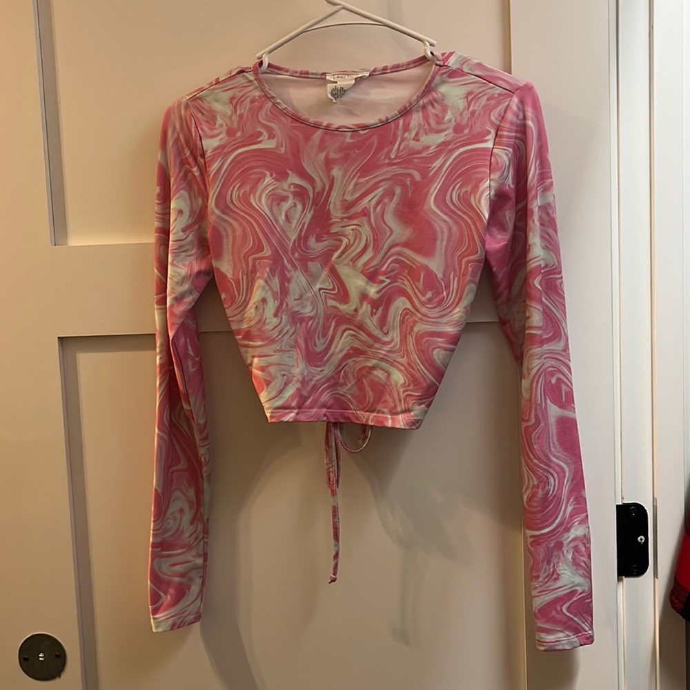 Pink Croptop Backless long sleeve